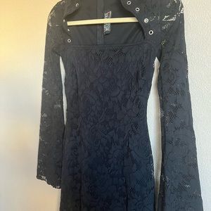 Black lip service lace goth lace up maxi dress Size Small